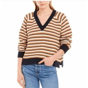 Madewell Arden V-Neck Crop Pullover Sweater Women's Size XXS Multi Stripe AC786